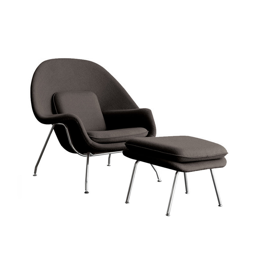 Sillón Womb Estructura Cromada con Otomana